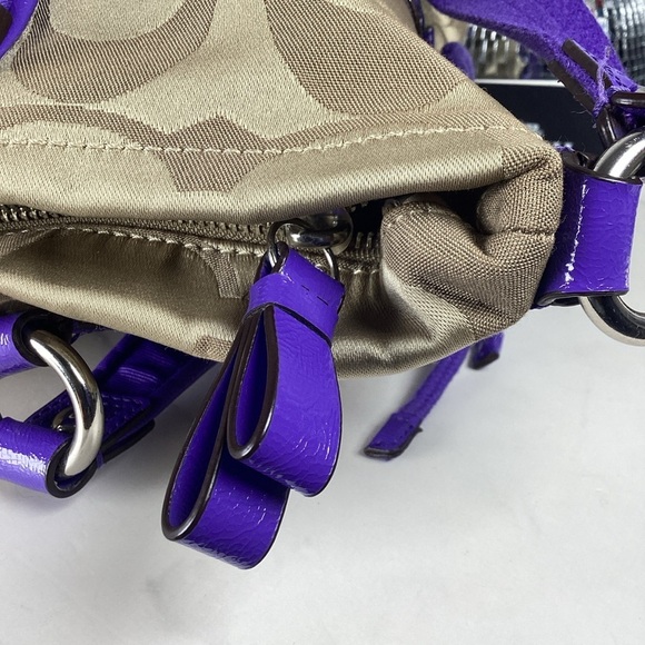 Coach Y2K Poppy F20101 Shoulder hand Bag Khaki Purple Tote Vintage Purse - Picture 11 of 13